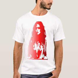 Camiseta Retrato vermelho de uma mulher de cabelo comprido