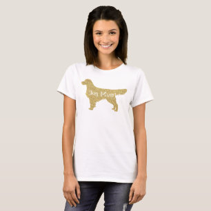 Camiseta Retriever de Ouro com Glitter Dourado Mãe de cãe