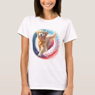 Camiseta Retriever de Ouro Energético com Backgrol Abstrato