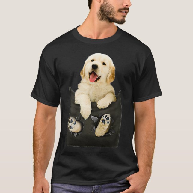 Camiseta Retriever De ouro No Pocket Puppy (Frente)