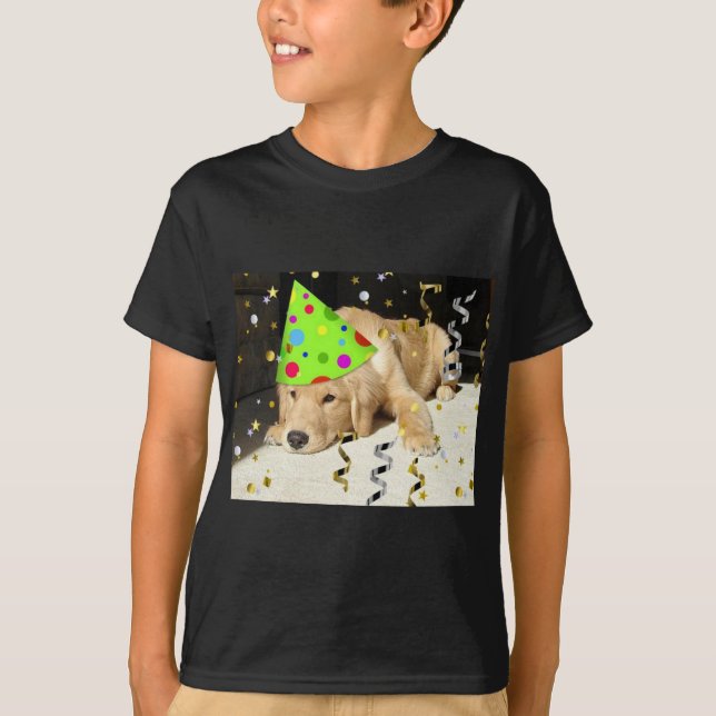Camiseta Retriever de Ouros de animais festas de aniversári (Frente)