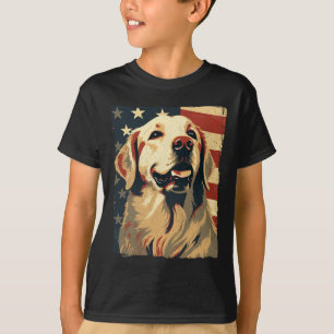Camiseta Retriever Dourado Bandeira Americana 4 de Julho Re