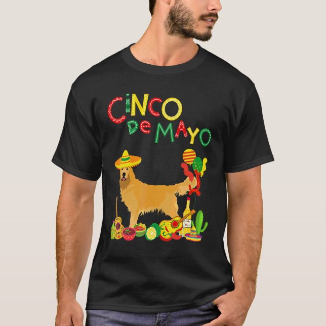Camiseta Retriever Dourado Cinco De Maio (Frente)