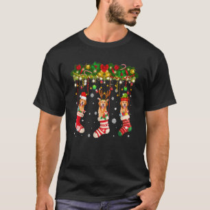 Camiseta Retriever Dourado em Meia Natal Rena Papai Noel El