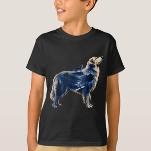 Camiseta retriever dourado montanha selvagem ao luar