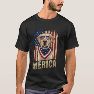 Camiseta Retriever Labrador Amarelo 4 de Julho Merica EUA B