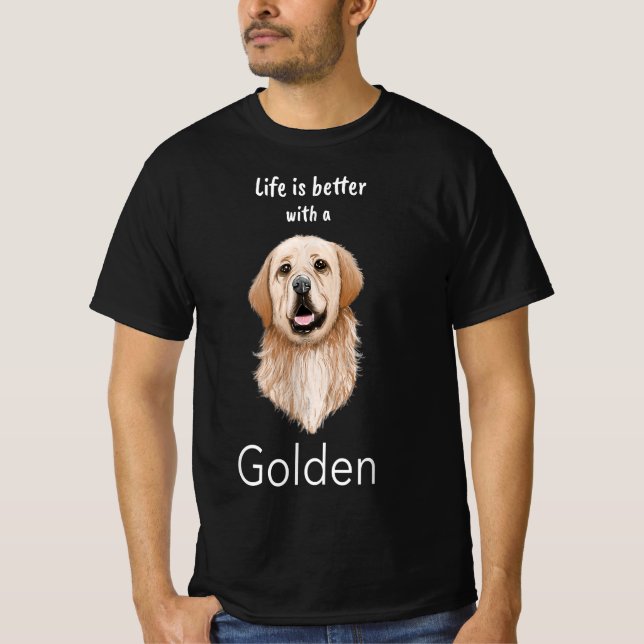 Camiseta Retriever ouro - A vida é melhor com um Ouro (Frente)