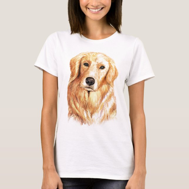 Camiseta Retriever Ouro de Aquarela (Frente)