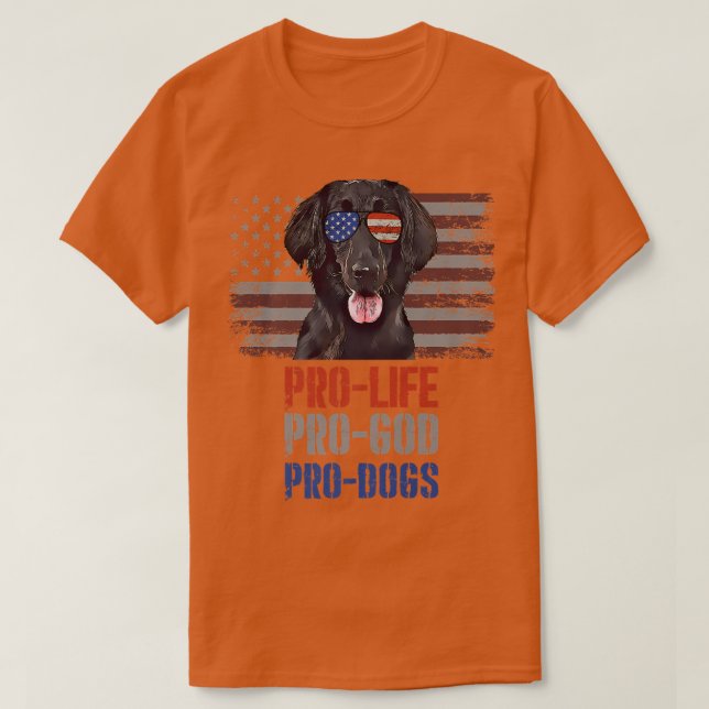 Camiseta Retrievers FlatCoated Pro Life Pro God Pro Dogs Pr (Frente do Design)