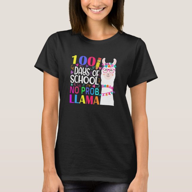 Camiseta Retro 100 Days Of School No Prob Llama Llama Teach (Frente)