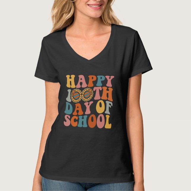 Camiseta Retro 100 Days Of School Teacher Boys Girls 100th  (Frente)