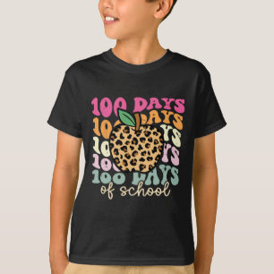 Camiseta Retrô 100 Dias De Professora De Leopardo Da Escola