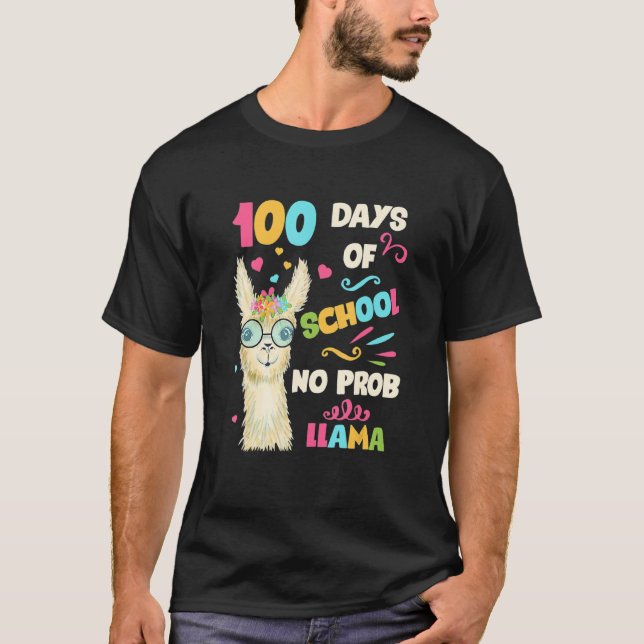 Camiseta Retro 100th Day Of School No Prob Lama 100 Days Sm (Frente)