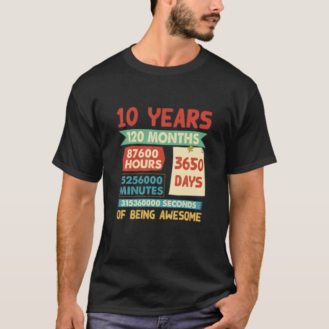 Camiseta Retro 10 Anos De Idade Sendo Incrível Bday (Frente)