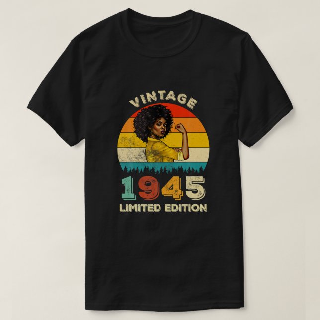 Camiseta Retro 1945 77º aniversário Forte Afro-Americano B (Frente do Design)