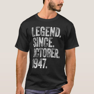 Camiseta Retro 1947 Aniversário Legenda De Nascer De Outubr