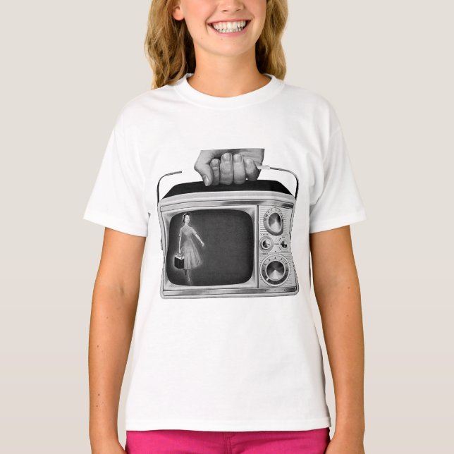 Camiseta Retro 1950s Portable TV Mid-Century (Frente)