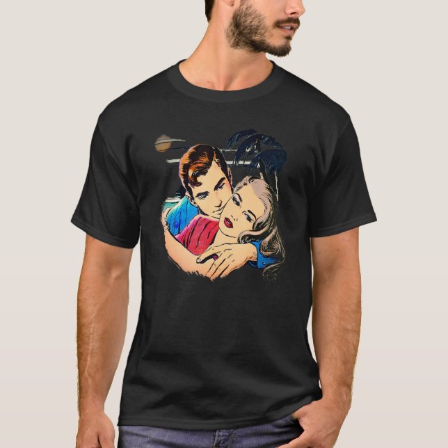 Camiseta Retro 1950s True Romance Novel Cl Rockabilly (Frente)