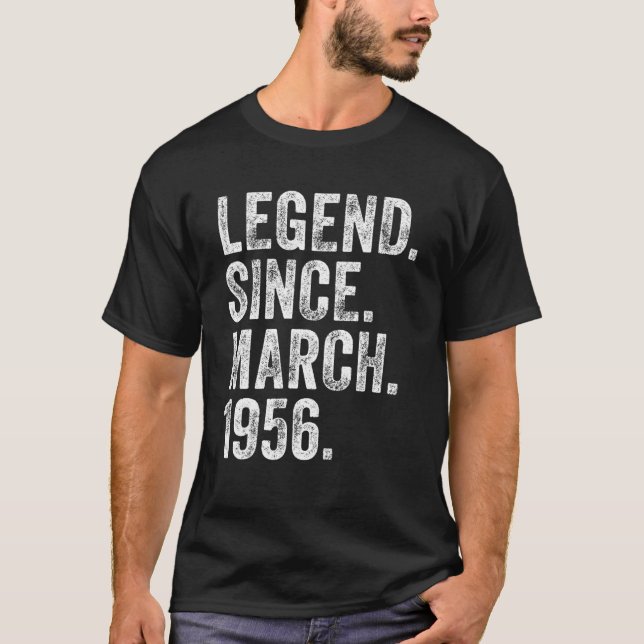 Camiseta Retro 1956 Aniversário Legenda do Nascer Março des (Frente)