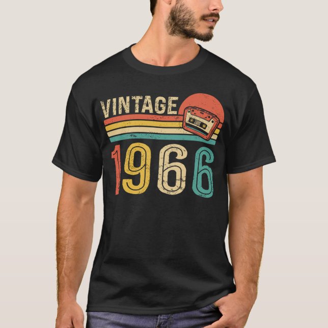Camiseta Retro 1966 Birthday Music Cassette Tape 60th Bday (Frente)