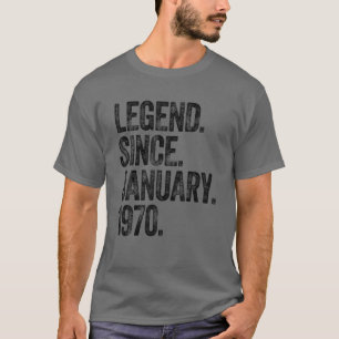 Camiseta Retro 1970 Aniversário Lenda De Nascer De Janeiro