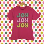 Camiseta Retro 1970s Lettering Joy Graphic<br><div class="desc">A inscrição divertida no estilo da safra enuncia a mensagem festiva "JOY" num esquema retrorcolorida de verde,  rosa e verde limão.</div>