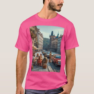 Camiseta Retro 1970S Praga Ai Trabalho de arte Colorful Str