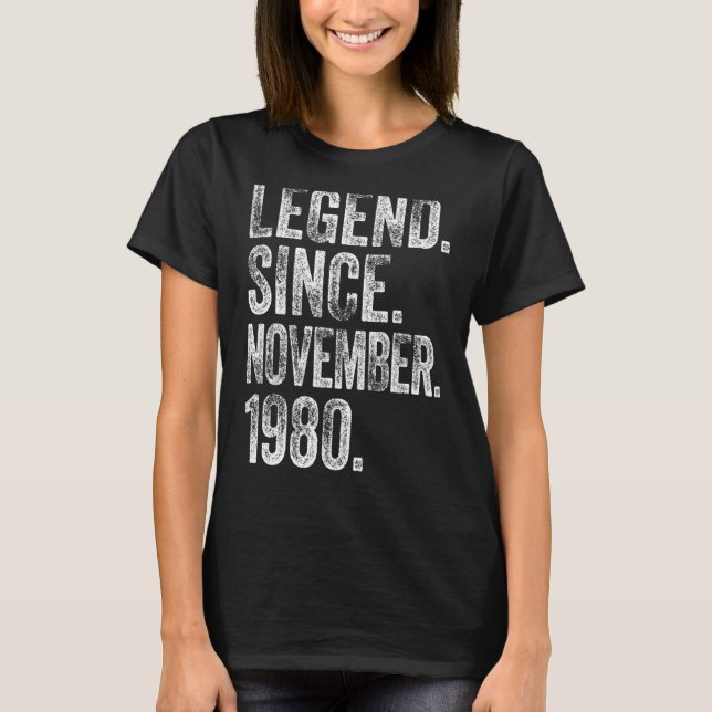Camiseta Retro 1980 Aniversário Legenda do Nascer Novembro  (Frente)