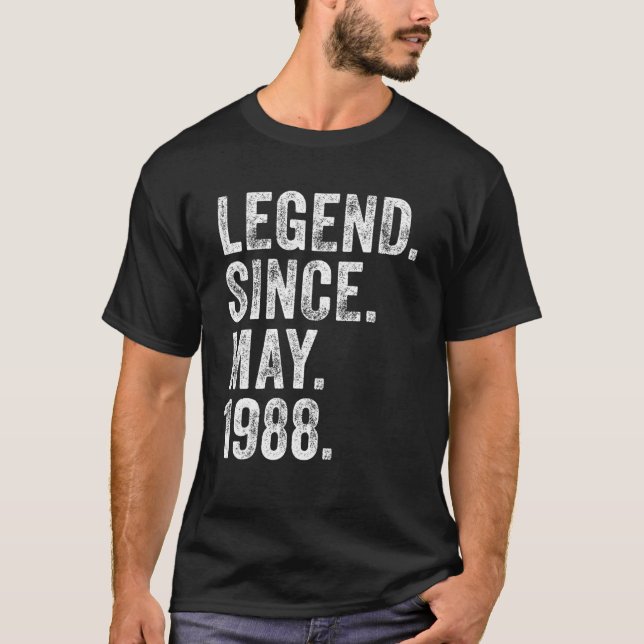Camiseta Retro 1988 Aniversário Legenda De Nascer Desde 198 (Frente)