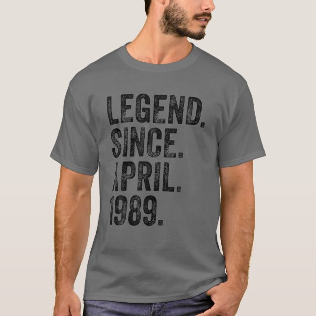 Camiseta Retro 1989 Aniversário da Legenda do Nascer desde  (Frente)
