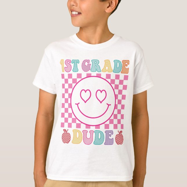 Camiseta Retro 1st Grade Dude Back To School First GT-Shirt (Frente)