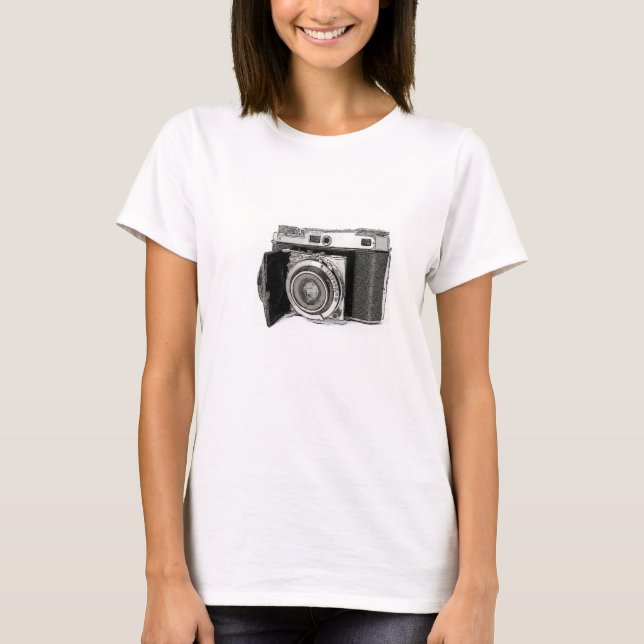Camiseta Retro 35 mm Câmera de Filme Desenho Fotográfico (Frente)