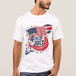 Camiseta Retrô 4 de julho Design Patriótico da Bandeira Ame