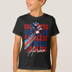 Camiseta Retro 4 de Julho Deus Abençoe a América Patriótico