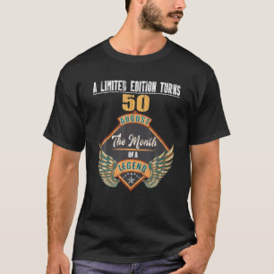 Camiseta Retro 50 Anos Idade, Mês Agosto De 1971, Vintag