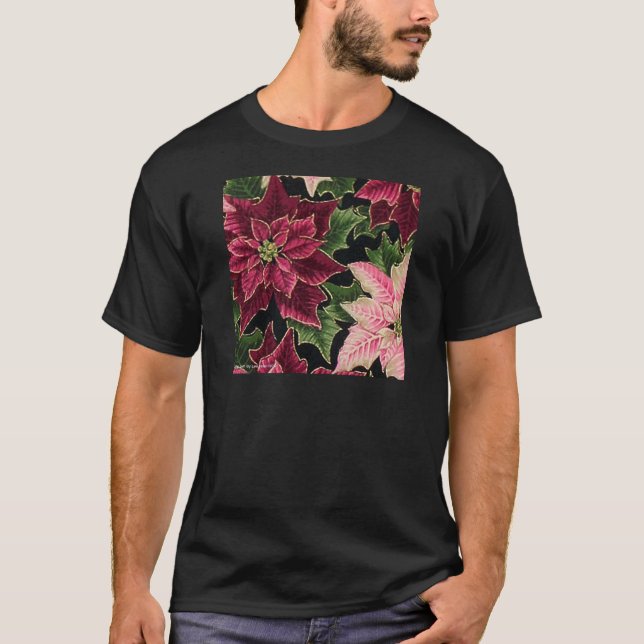 Camiseta Retro 50 Poinsettia Burgundy Rosa (Frente)