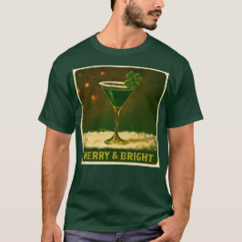 Camiseta Retro 50s 4 Leaf Clover Irish Christmas Martini