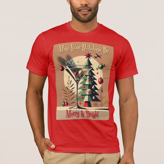 Camiseta Retro 50s Jet Set Christmas Tree Martini (Frente)