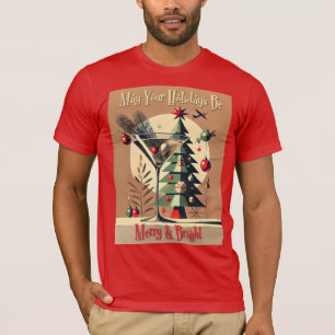 Camiseta Retro 50s Jet Set Martini de Natal Árvore de Natal