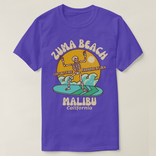 Camiseta Retro 60 Zuma Beach Malibu California Beige T (Frente do Design)