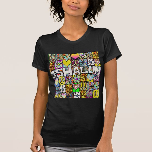 Camiseta Retro 60s Psicodélico Shalom LOVE (Frente)