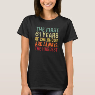 Camiseta Retro 61 Anos Homens Mulheres Dizendo Aniversário