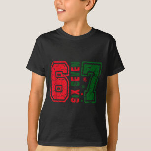 Camiseta Retro 67 Divertido Seis Sete Meme 6 7 Número Natal