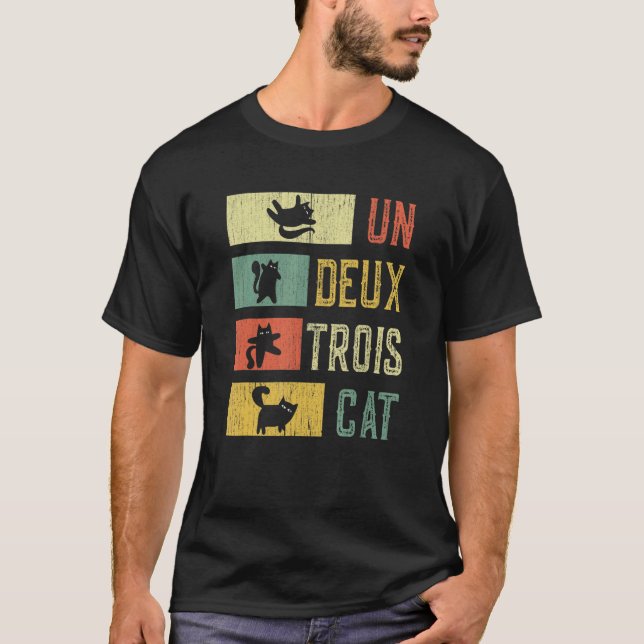 Camiseta Retro 70s 80s 90s Un Deux Trois Cat  Meowy Cat (Frente)