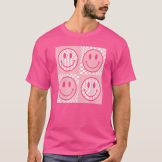 Camiseta Retro 70s 80s Feliz Rosto Rosa Sorriso Face Verifi