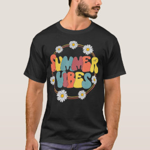 Camiseta Retro 70s 80s Funny Summer Vibes Floral verão