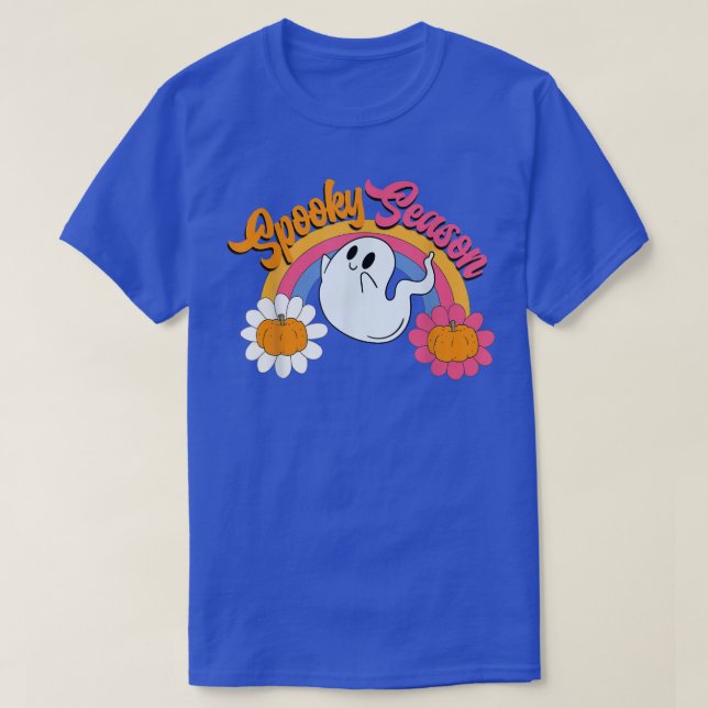 Camiseta Retro 70s 80s Groovy Spooky Season Halloween Ghost (Frente do Design)