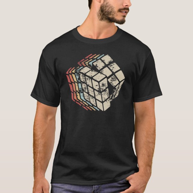 Camiseta Retro 70s 80s Homens de Quebra-cabeça de Matemátic (Frente)
