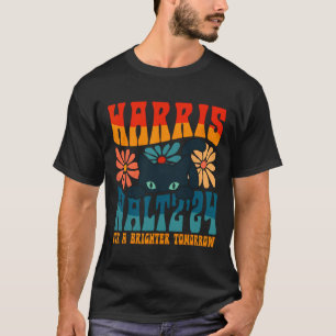 Camiseta Retro 70s Cat Lady Harris Wheimer 2024 para uma Br