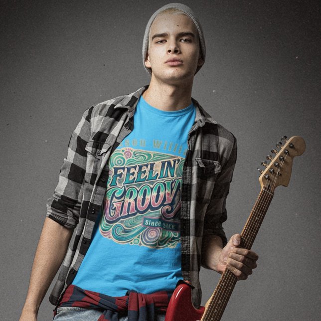 Camiseta Retro 70s em Groovy Psicedélico (Criador carregado)